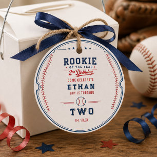 Rookie of the Year Baseball 2nd Birthday Kids Favour Tags