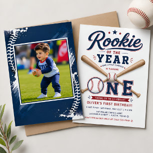 Rookie of the Year Baseball Birthday Invitation
