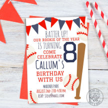 Rookie Of The Year Baseball Birthday Invitation