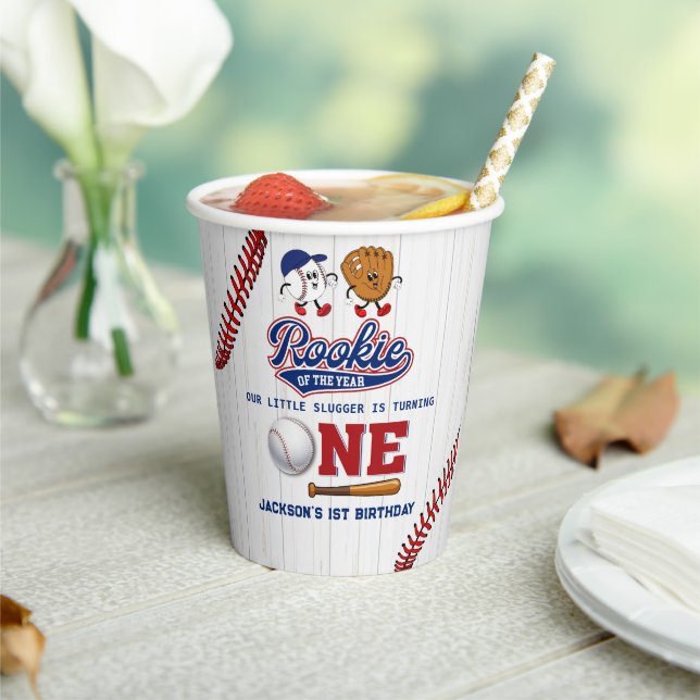 Rookie of the Year Baseball Birthday Paper Cups (Insitu)