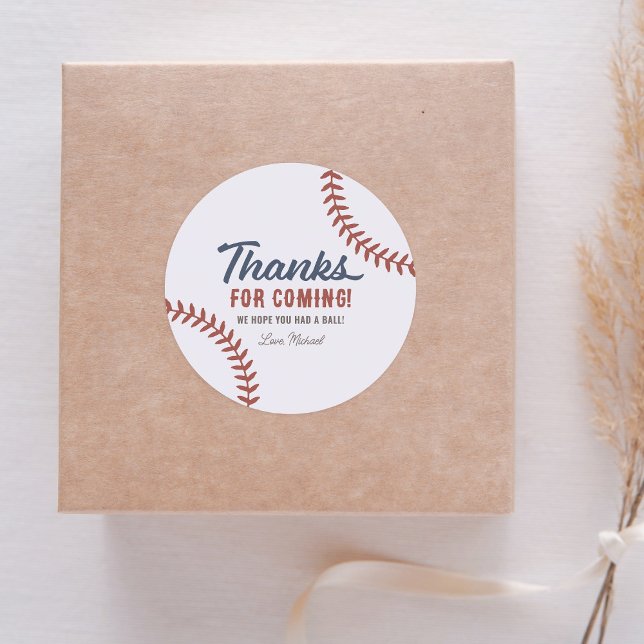 Rookie of the Year Baseball Birthday Party Classic Round Sticker (Creator Uploaded)