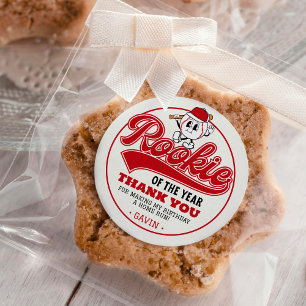 Rookie Of The Year Baseball Birthday Party Custom Classic Round Sticker