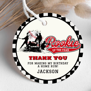 Rookie Of The Year Baseball Birthday Party Custom Favour Tags