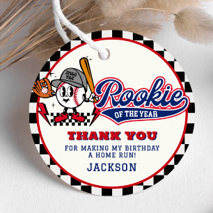 Rookie Of The Year Baseball Birthday Party Custom Favour Tags