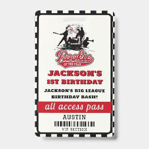 Rookie Of The Year Baseball Birthday Party ID Badge