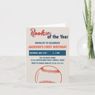 Rookie of the Year Baseball Birthday Party Invitation