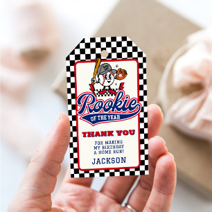 Rookie Of The Year Baseball Custom Birthday Party Gift Tags