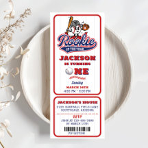 Rookie Of The Year Baseball Ticket 1st Birthday