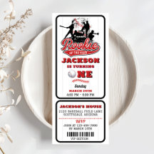 Rookie Of The Year Baseball Ticket 1st Birthday