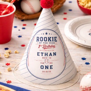 Rookie of the Year Baseball Ticket 1st Birthday Party Hat