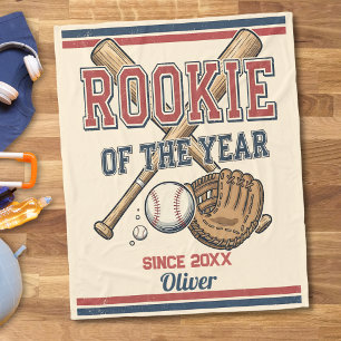 Rookie of the Year Baseball Vintage Fleece Blanket