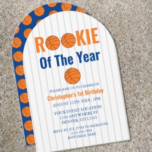 Rookie Of The Year Basketball 1st Birthday Invitation