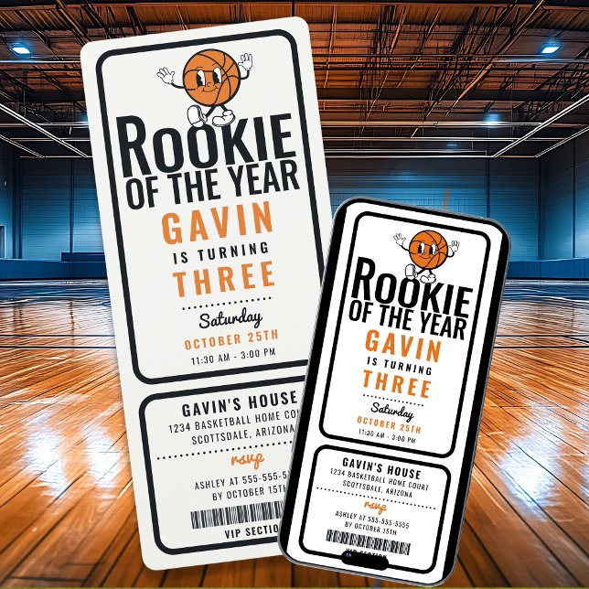 Rookie Of The Year Basketball Customised Birthday Invitation (Creator Uploaded)