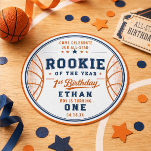 Rookie of the Year Basketball Ticket 1st Birthday Classic Round Sticker