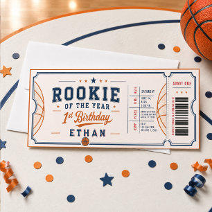 Rookie of the Year Basketball Ticket 1st Birthday Invitation