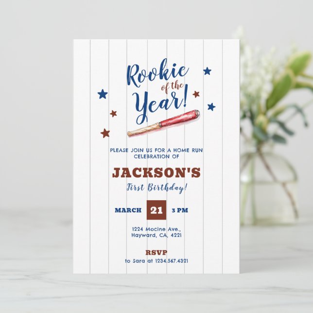 Rookie of the Year Birthday Invitation (Standing Front)