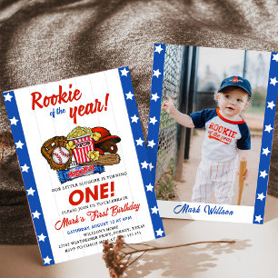 Rookie of the Year Boys Baseball 1st Birthday  Invitation