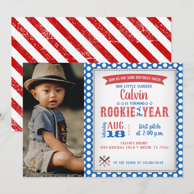 Rookie of the Year First Birthday Invitation (Front/Back)