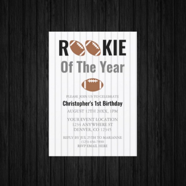 Rookie Of The Year Football 1st Birthday Invitation (Creator Uploaded)