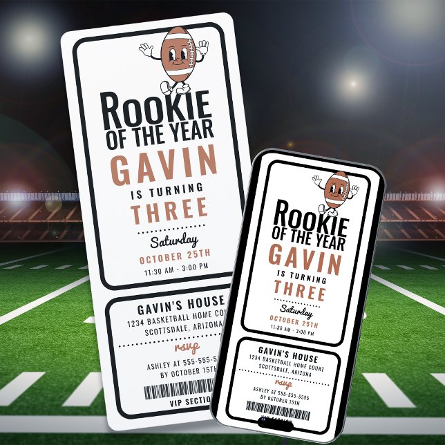 Rookie Of The Year Football Customised Birthday Invitation (Creator Uploaded)