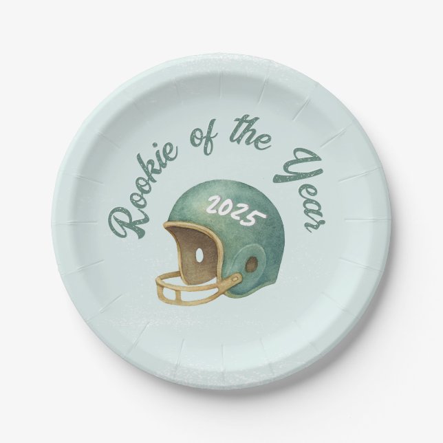 Rookie of the Year Football  Paper Plate (Front)