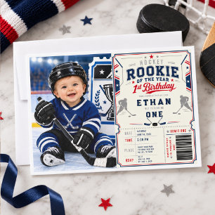 Rookie of the Year Hockey 1st Birthday photo Invitation