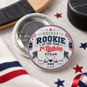 Rookie of the Year Hockey Ticket 1st Birthday 3 Cm Round Badge