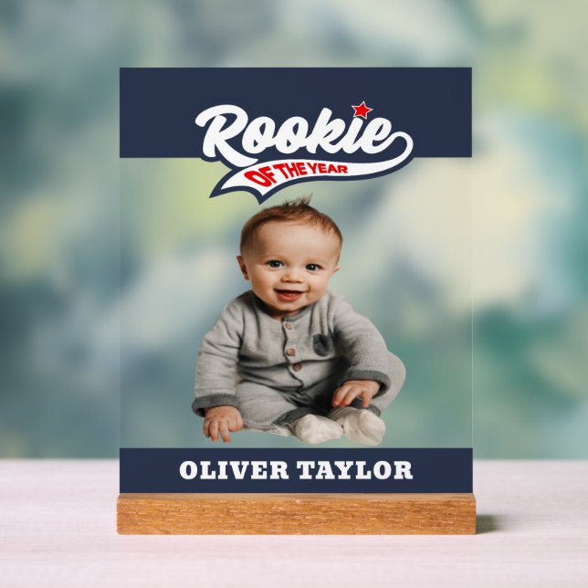 Rookie of the Year Kid's Photo Acrylic Sign (Neutral)