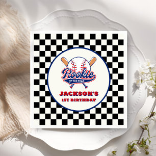 Rookie Of The Year Personalised Baseball Birthday Napkin