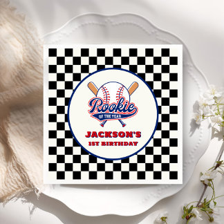 Rookie Of The Year Personalised Baseball Birthday Napkin