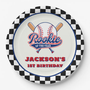 Rookie Of The Year Personalised Baseball Birthday Paper Plate