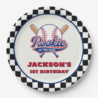 Rookie Of The Year Personalised Baseball Birthday Paper Plate