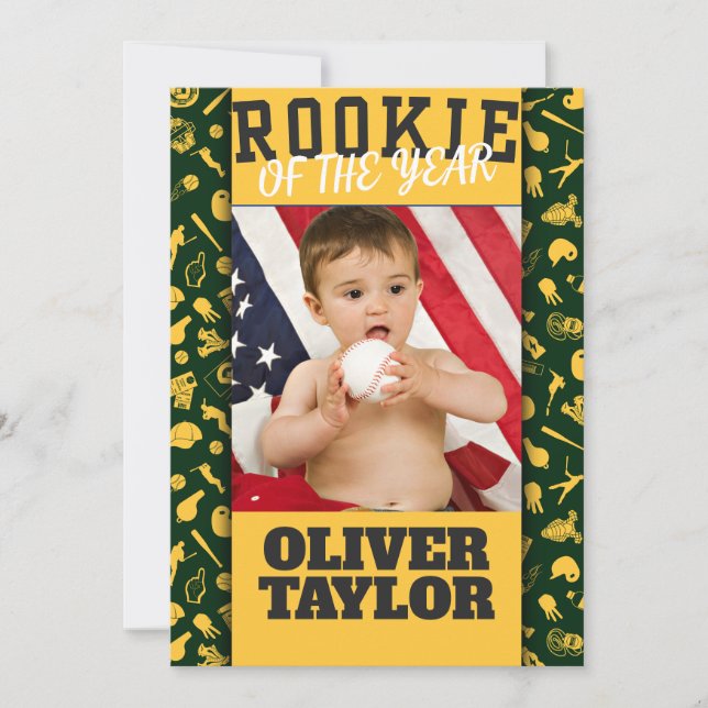 Rookie of the Year Photo Kid's Party Invitation (Front)