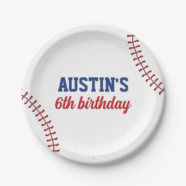 Rookie Year Baseball Birthday Paper Plate (Front)