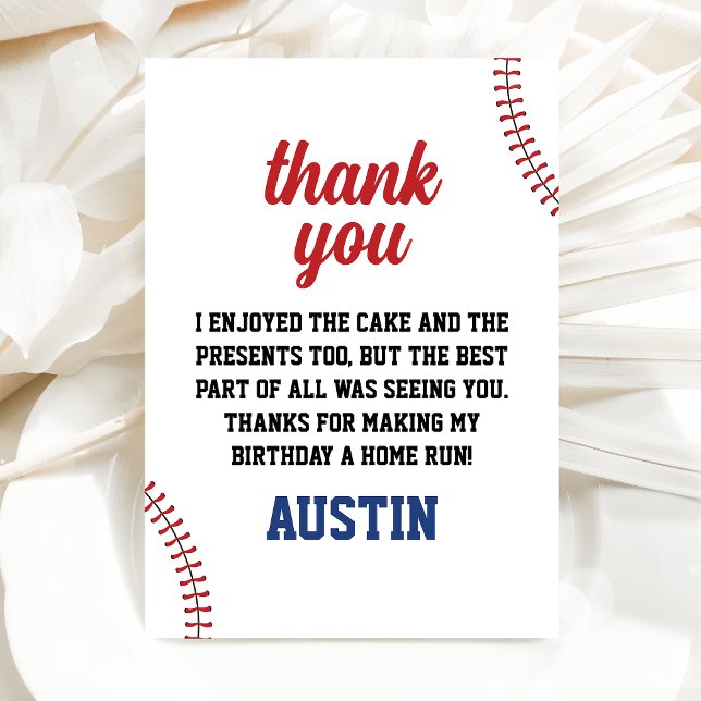 Rookie Year Baseball Boy Birthday Thank You Card (Creator Uploaded)