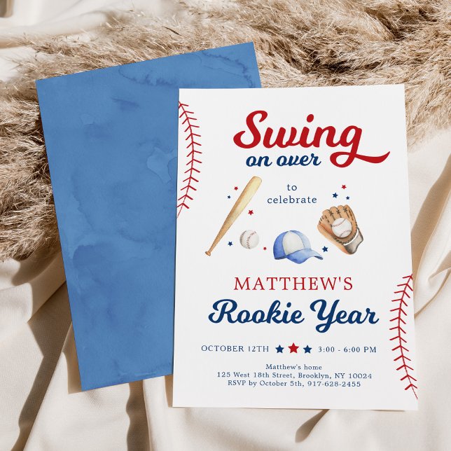 Rookie Year Baseball First Birthday Invitation (Creator Uploaded)