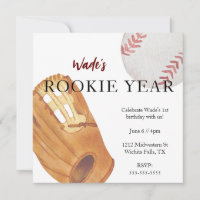 Rookie Year First Birthday Sports Baseball Theme
