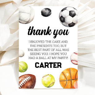 Rookie Year Sports Boy Birthday Thank You Card
