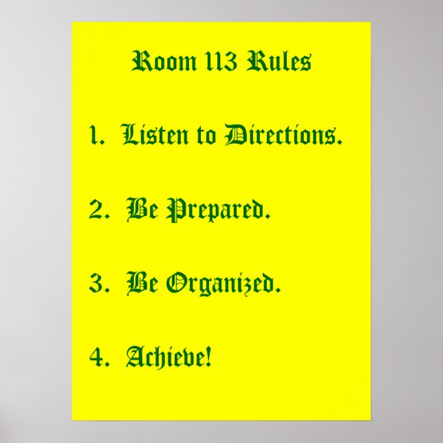 Room 113 Rules Poster (Front)