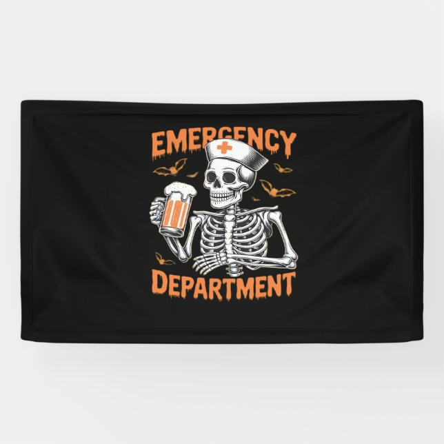 Room 2 Sided Emergency Department Halloween Nurse  Banner (Horizontal)