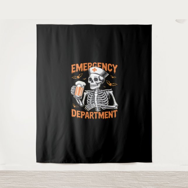 Room 2 Sided Emergency Department Halloween Nurse  Tapestry (Front)