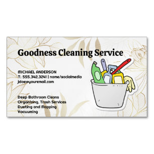 Room Cleaning Tools in Bucket Magnetic Business Card