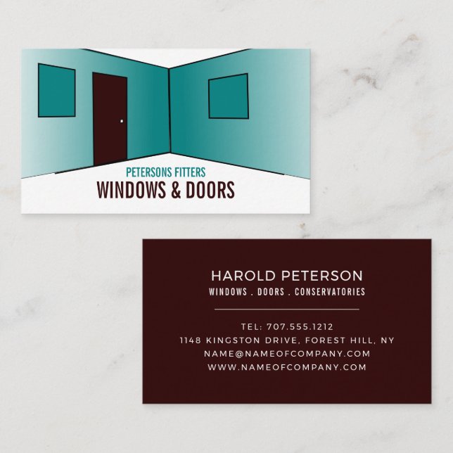 Room Design, Window & Door Fitter Company Business Card (Front/Back)