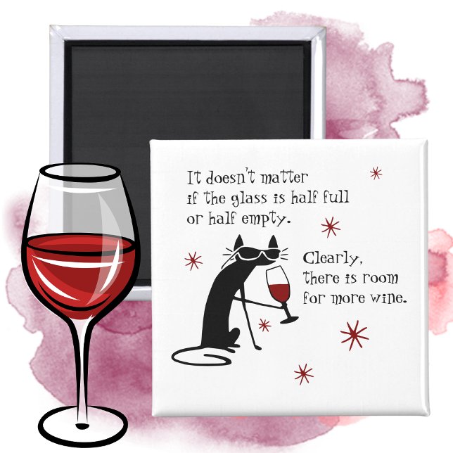 Room for More Wine Funny Quote with Cat Magnet (Creator Uploaded)