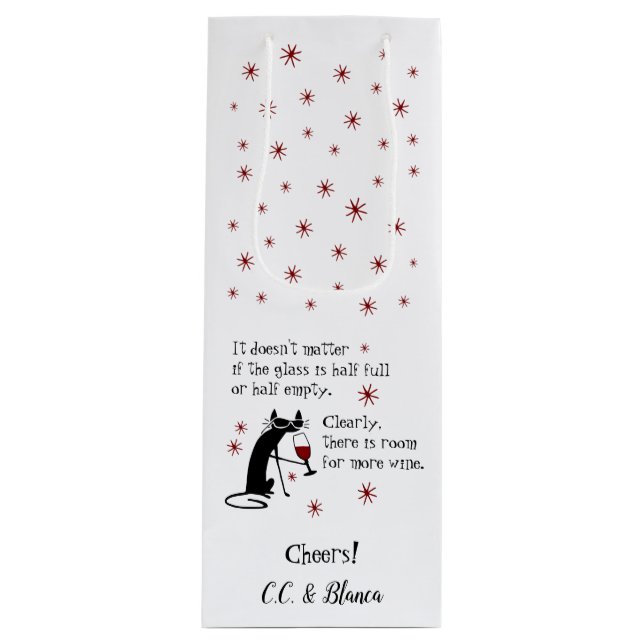Room for More Wine Funny Quote with Cat Wine Gift Bag (Front)