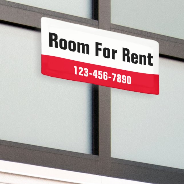 Room For Rent Red Black and White Template Banner (Outside Building)