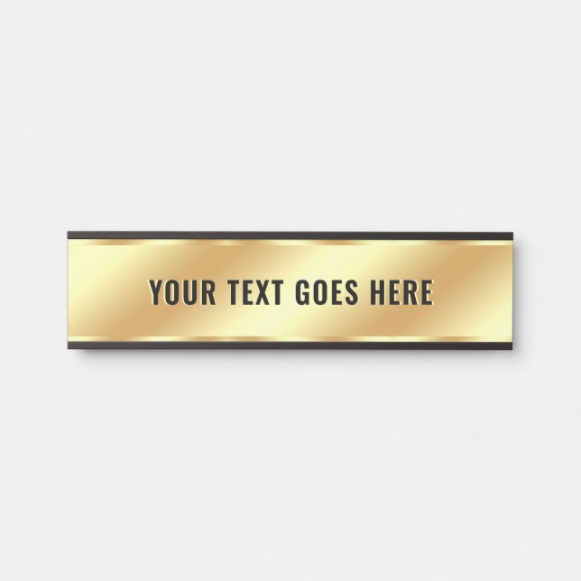 Room Name Elegant Your Custom Text Gold Template Door Sign (Front)