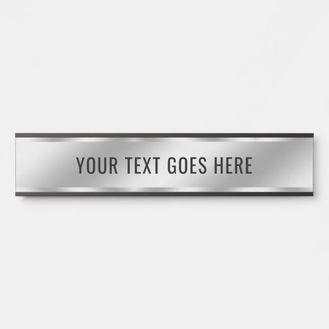 Room Name Your Custom Text Template Faux Silver Door Sign (Front)