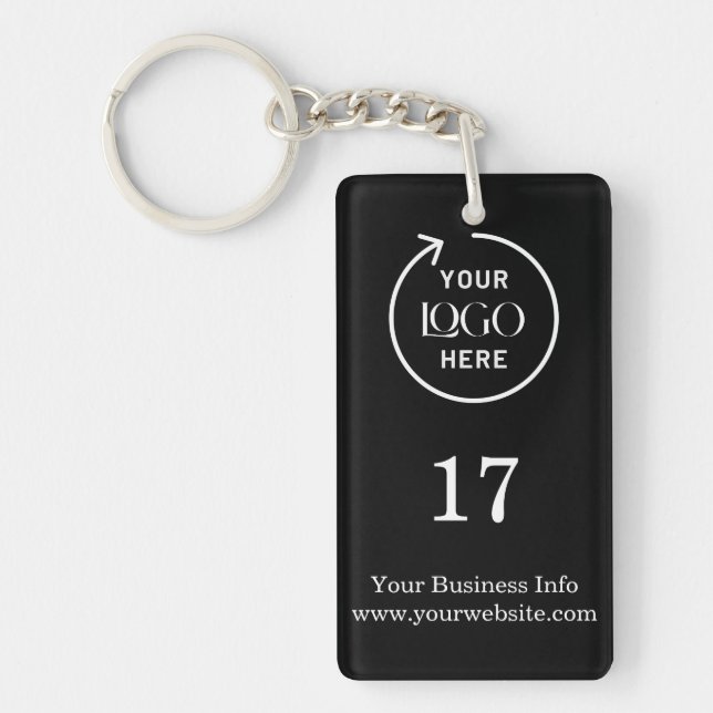 Room Number | Black Business Modern  Key Ring (Front)