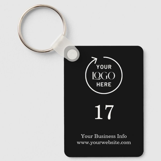 Room Number | Black Business Modern  Key Ring (Front)
